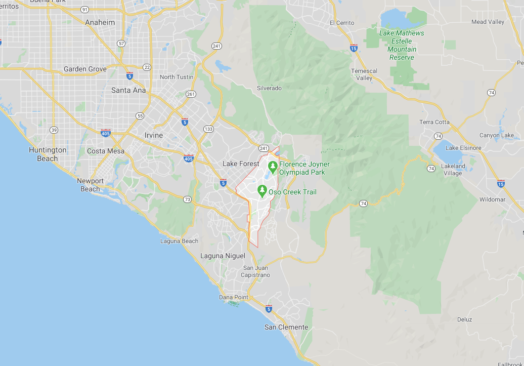 Map preview of Mission Viejo, California